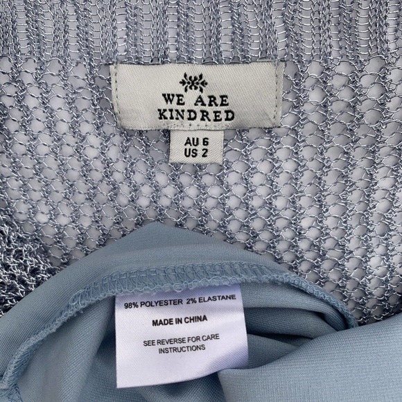 Revolve We are Kindred Delilah Dress Blue Size 0 Metallic Mesh Crochet Party - Picture 4 of 13